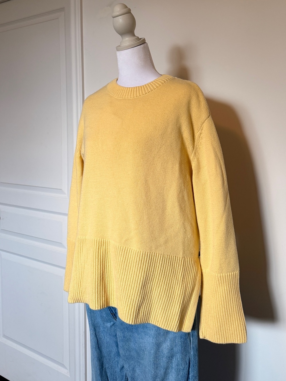 Gap Yellow Crewneck Cotton Sweater - Women's Lightweight Pullover